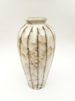 Hódmezővásárhelyi retro kerámia váza - szürke pamacsolt mintával