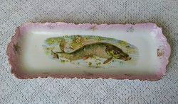 Hatalmas és csodaszép szecessziós halas tál-kínáló 61 cm