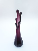 Amerikai Viking swung üveg váza - midcentury modern lila húzott váza - retro váza