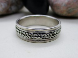 Szép régi csavart mintás kézműves ezüst karikagyűrű 68-as méret