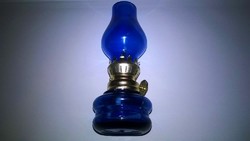 Kék mini petróleumlámpa - polcdísz