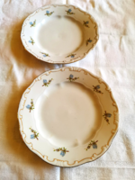 2 db Zsolnay porcelán kék barackvirág mintás süteményes tányér, 19 cm!! 