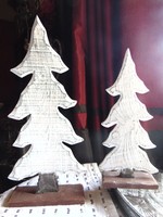 Karácsonyi dekoráció - 2 db fenyőfa fából 