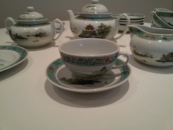 Kínai porcelán teás készlet desszertes tányérokkal (22 darabos készlet)