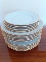 Régi Bohemia porcelán étkészlet tányér 6 személyes aranyozott készlet 18 db 