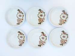 Alföldi retro porcelán kistányérok, desszertes táynérok - Bella 207 Icu mintával - 6 főre