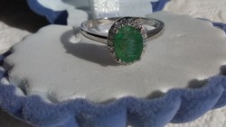 Smaragd 925 ezüst gyűrű 54