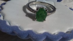 Smaragd 925 ezüst gyűrű 52