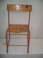 Régi fém vázas kis szék, támlás óvodai szék, gyermek szék