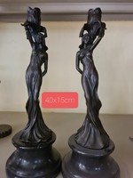 Szecessziós bronz gyertyatartó pár ,art nouveau