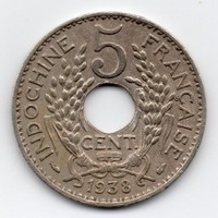 Francia Indokína 5 cent, 1938