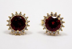 Red stone gold earrings (zal-au91967)