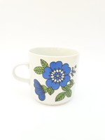 Alföldi retro porcelán bögre kék virág mintával - ritka házgyáras bögre - kakaós csésze