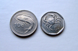 MÁLTA  –2 db-os érme Lot - 5 & 10 cent- 1992 &1998 Forgalmi érme 