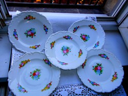 5 db Antik Fischer & Mieg kézzel festett süteményes tányér 