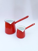 2 db piros zománcos retro konyhai kiöntő - nyeles kávés kiöntők kotyogós kávéfőzőhöz