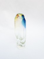 Midcentury modern design üvegváza - retro üveg váza színjátszó belső színezéssel