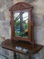 Action ! Sophisticated antique furniture-restored Neo-Renaissance console table with mirror
