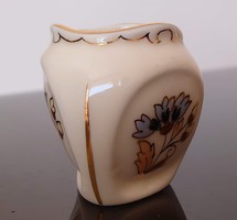 Zsolnay porcelán búzavirág fogpiszkáló tartó vagy mini váza háromszögletű 5 cm