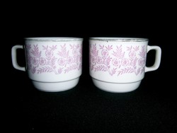 2 db Zsolnay porcelán rózsaszín virágos bögre, csésze