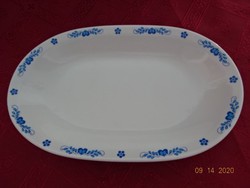 Alföldi porcelán tányér, kék, népi motívummal, ovális, hossza 25,5 cm.