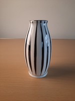 Retro Hollóházi porcelán fekete csíkos váza