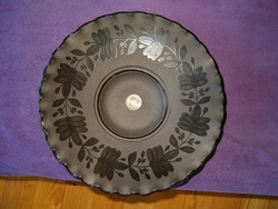 fekete művészi iparművészeti zsürizett tányér falidísz népművészeti azt hiszem Kováts né