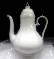 Fehér virág fogós  porcelán teás kanna 