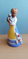 Crafts company ceramic girl with cat and dog