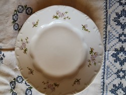 Zsolnay porcelán lila barackvirág mintás lapos tányér 