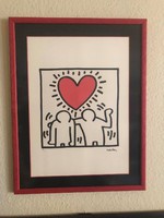 Keith Haring- Lithographia  szignó+ bélyegző+eredet igazolás "Untitled Heart" cím nélküli szív