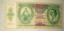 1936 ös 10 pengő Horthy  papírpénz bankjegy  1 forintról jó licitálást KIÁRUSÍTÁS