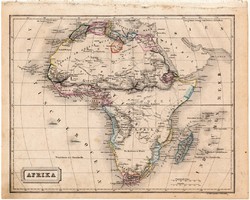 Afrika térkép 1854 (2), német, eredeti, atlasz, osztrák, Szahara, Egyiptom, Nílus, hottentotta