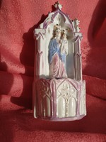 Szenteltvíz tartó porcelán,házi oltár, Szűz Mária a kis Jézussal