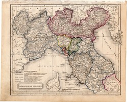 Észak - Olaszország térkép 1854 (2), német nyelvű, eredeti, atlasz, osztrák, Európa, Toszkána