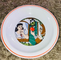 Különleges Zsolnay Hófehérke gyerek leveses tányér Gyönyörű 19,5 cm