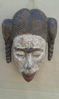 Afrikai antik patinás fa maszk Anang népcsoport Nigéria fal 20.