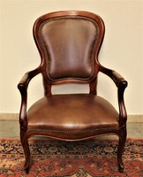 Antik barokk bőr fotel .Ipari,industrial stílusú lakásba tökéletes választás!