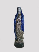 Különleges fémes festésű, jelzett, 35 cm magas Mária kerámia szobor, majdnem másfél kg