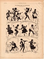 Farsangi árny- és fényképek nyomat 1881, 22 x 30 cm, Ország - Világ, árny, fény, újság, farsang