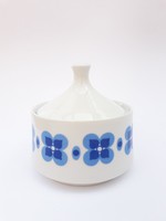 Alföldi retro porcelán cukortartó - Blanka szervíz, teáskészlethez, kék geometrikus virág mintával