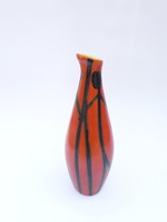 Tófej retro kerámia váza - narancssárga alapon fekete táncoló alakokkal