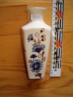 Zsolnay aranyos porcelán kb 15 cm es váza kék búzavirág motívum hibátlan állapotban 1 ft kiárusítás