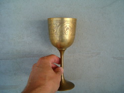 vésett aranyszínben úszó antik hatású művészi szerintem réz pohár kehely kupa 1 forintról KIÁRUSÍTÁS