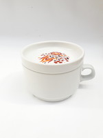 Alföldi retro porcelán csésze fedéllel, teafilter tartó vagy hamutartó kiegészítéssel