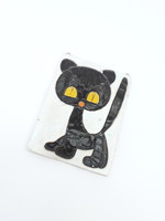 Retro kerámia falikép cica mintával - macska, cicus falidísz - zsűrizett iparművészeti termék