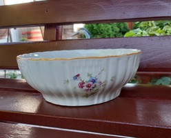 Virágos Zsolnay 22 cm -es porcelán pogácsás tál paraszttál levesesNosztalgia darab, Gyűjtői szépség