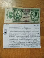 10 pengő 1936 bélyeggel és dokumentummal