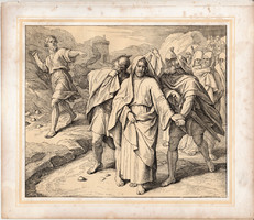 Bibliai kép (48), nyomat 1860, 22x25, A Szent Biblia díszes képekben, ige, II. Sam. 16, 5. 6., Dávid