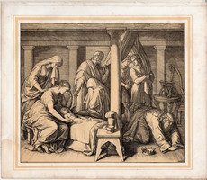 Bibliai kép (52), nyomat 1860, 22 x 26, A Szent Biblia díszes képekben, ige, II. Sam. 12, 18., Dávid